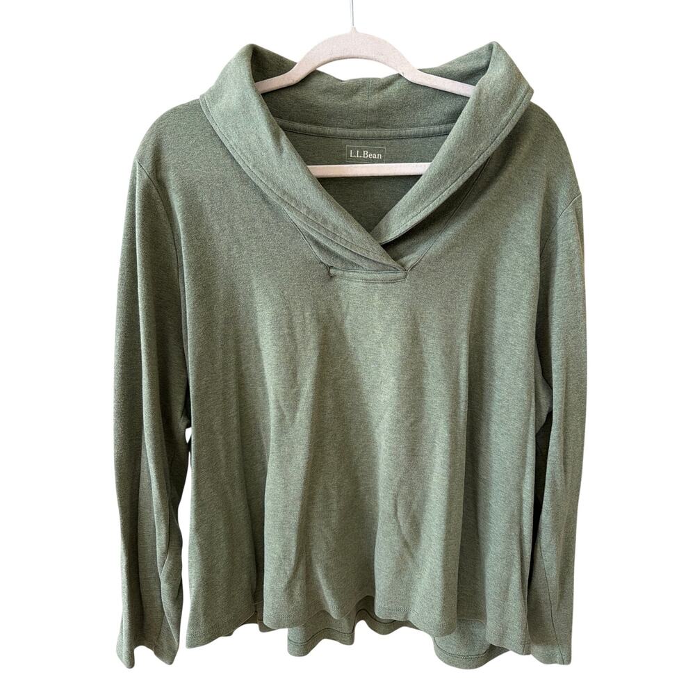 LL Bean Long Sleeve Shirt Women's Size 2X Normcore Classic Preppy Shawl Collar